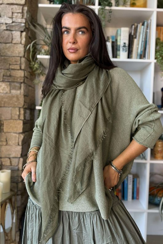 Classic Portobello Scarf Khaki 